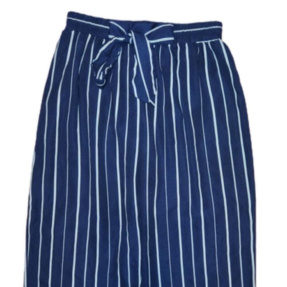 Breezeever Blue Striped Belted Pants || Med  EUC